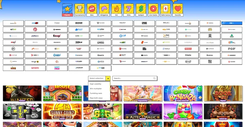 Winstoria Casino spel och spelleverantörer